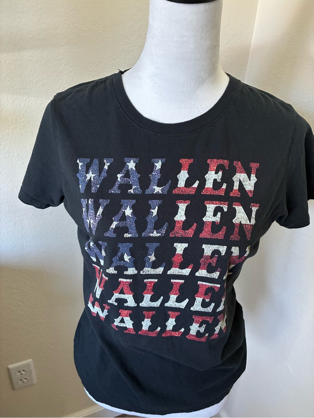 Black Graphic Tee - Wallen in American Flag Lettering